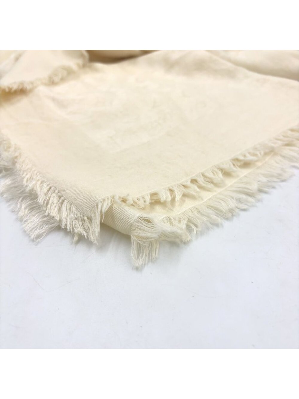 Louis Vuitton Echarpe Logo Mania Monogram Blanc Silk Wool Beige Shawl Scarf - Picture 8 of 8